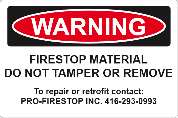 OSHA FIRESTOP SIGNS